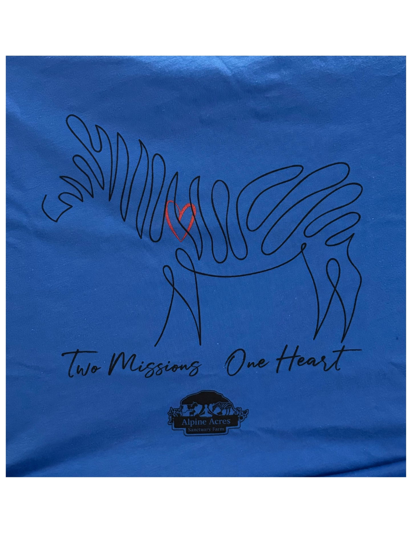 Adult Unisex Short Sleeve T-Shirt "Two Missions One Heart" in Blue