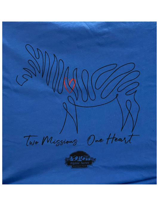 Adult Unisex Short Sleeve T-Shirt "Two Missions One Heart" in Blue