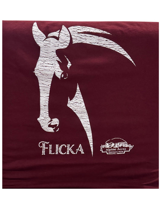Adult Unisex Short Sleeve T-Shirt: "Flicka" in Maroon