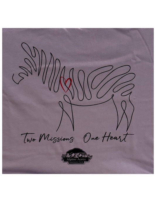 Adult Unisex Short Sleeve T-Shirt "Two Missions One Heart" in Lavender