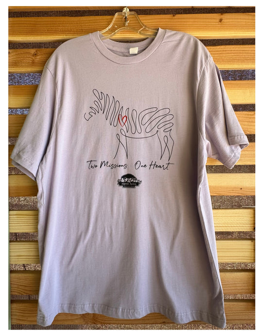 Adult Unisex Short Sleeve T-Shirt "Two Missions One Heart" in Lavender